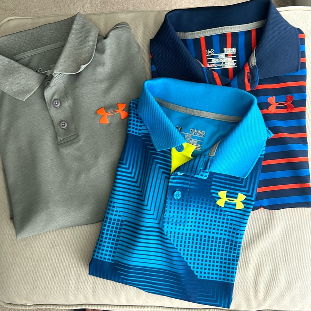 Take all 3. Boys Large Under Armour polos.